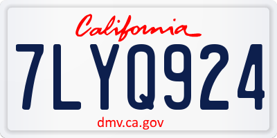 CA license plate 7LYQ924