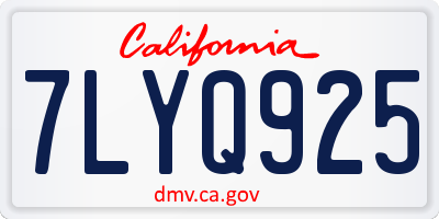CA license plate 7LYQ925