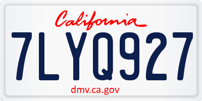 CA license plate 7LYQ927