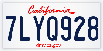 CA license plate 7LYQ928