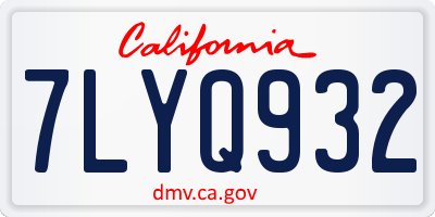 CA license plate 7LYQ932