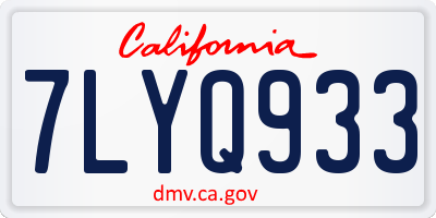 CA license plate 7LYQ933