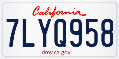 CA license plate 7LYQ958