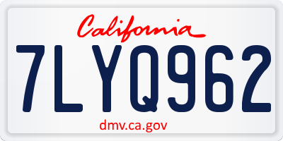 CA license plate 7LYQ962