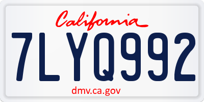 CA license plate 7LYQ992