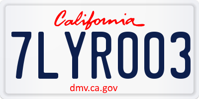 CA license plate 7LYR003