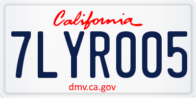 CA license plate 7LYR005