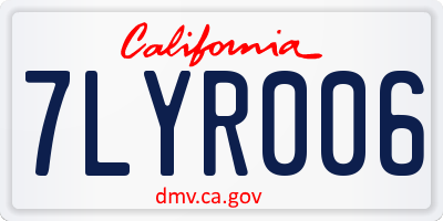 CA license plate 7LYR006