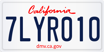CA license plate 7LYR010