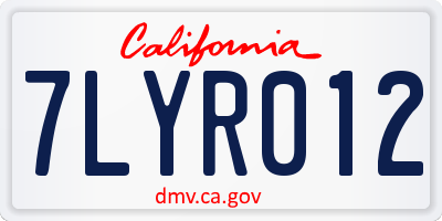CA license plate 7LYR012