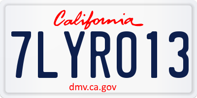 CA license plate 7LYR013