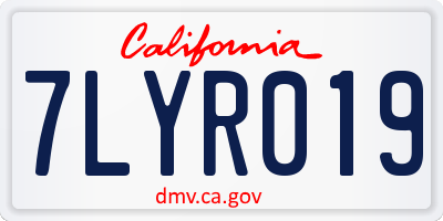 CA license plate 7LYR019