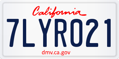 CA license plate 7LYR021