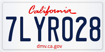 CA license plate 7LYR028