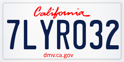 CA license plate 7LYR032