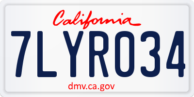 CA license plate 7LYR034