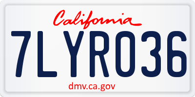 CA license plate 7LYR036