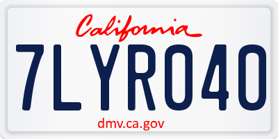 CA license plate 7LYR040