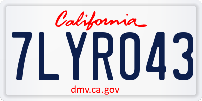 CA license plate 7LYR043