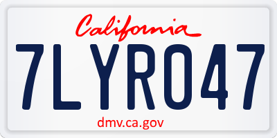 CA license plate 7LYR047
