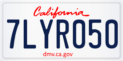 CA license plate 7LYR050