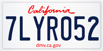 CA license plate 7LYR052