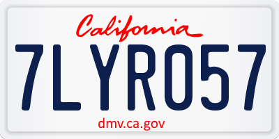 CA license plate 7LYR057