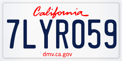 CA license plate 7LYR059