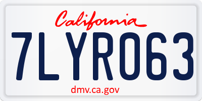 CA license plate 7LYR063