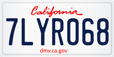 CA license plate 7LYR068