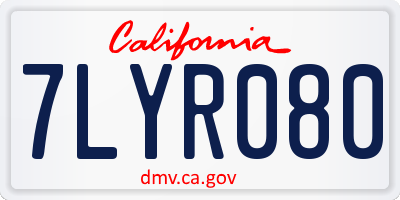 CA license plate 7LYR080