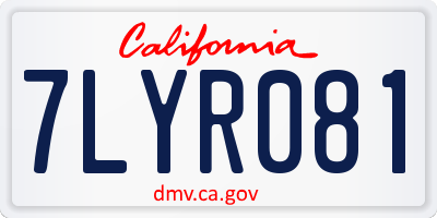 CA license plate 7LYR081