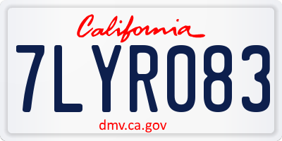 CA license plate 7LYR083