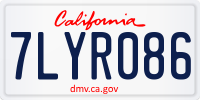 CA license plate 7LYR086