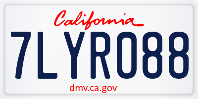 CA license plate 7LYR088