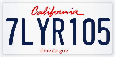 CA license plate 7LYR105