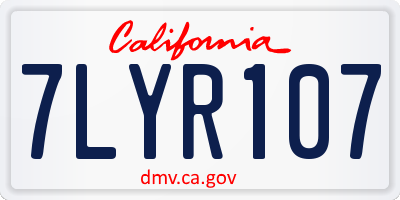 CA license plate 7LYR107