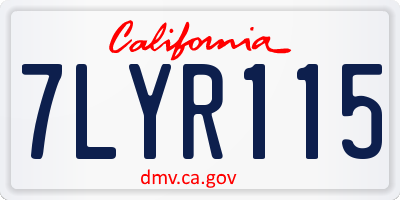 CA license plate 7LYR115