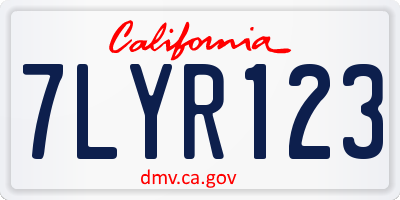 CA license plate 7LYR123