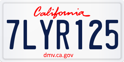 CA license plate 7LYR125