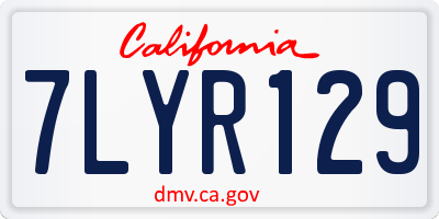 CA license plate 7LYR129