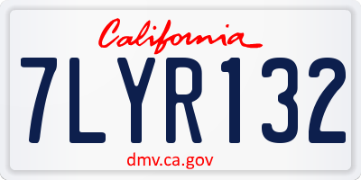 CA license plate 7LYR132
