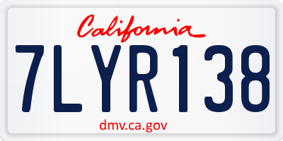 CA license plate 7LYR138