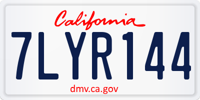 CA license plate 7LYR144