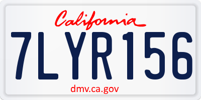 CA license plate 7LYR156