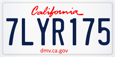 CA license plate 7LYR175