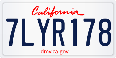 CA license plate 7LYR178