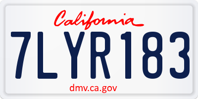 CA license plate 7LYR183