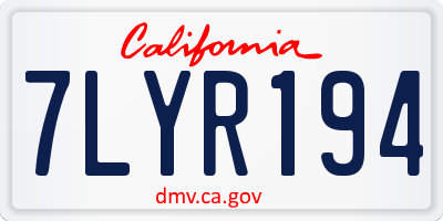 CA license plate 7LYR194