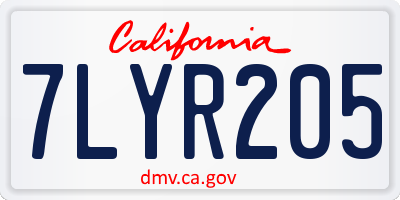 CA license plate 7LYR205